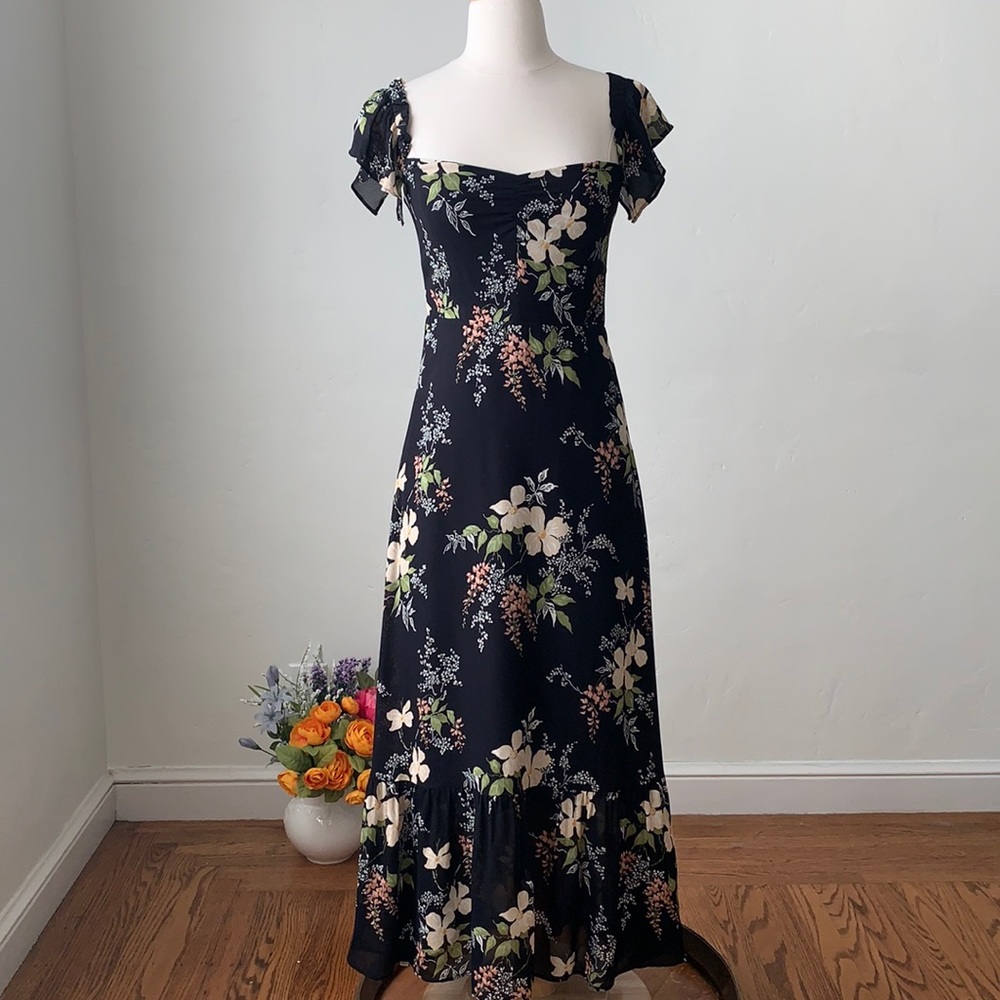 REFORMATION Butterfly Dress in Isabella Black, 4
